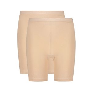 2 Pack Basics Organic Cotton Stretch - Long Shorts - Nude Smal